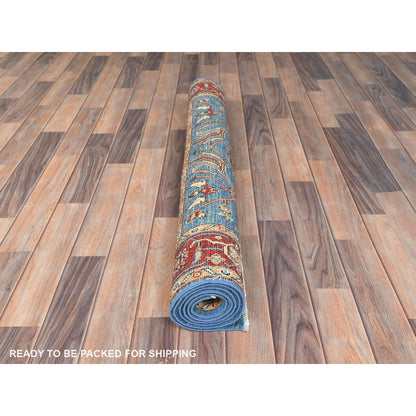 Heriz Wool Hand Knotted Rug Blue Red 3.10X6.1 -O082827