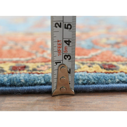 Heriz Wool Hand Knotted Rug Blue Red 4.0X5.10 -O082828