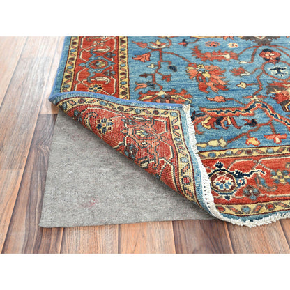 Heriz Wool Hand Knotted Rug Blue Red 4.0X5.9 -O082830
