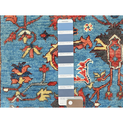 Heriz Wool Hand Knotted Rug Blue Red 4.0X5.9 -O082830