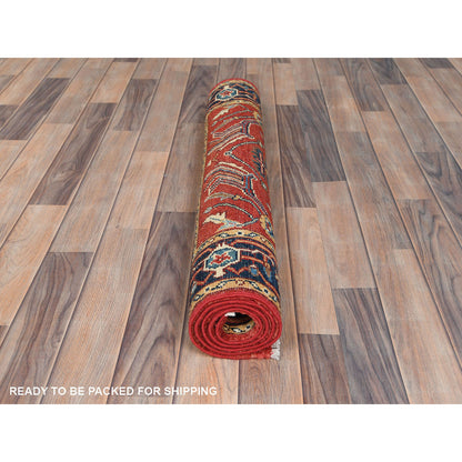 Heriz Wool Hand Knotted Rug Red Navy Blue 3.1X4.9 -O082844