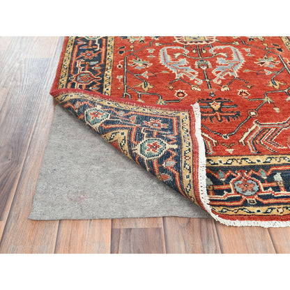Heriz Wool Hand Knotted Rug Red Navy Blue 3.0X4.10 -O082846