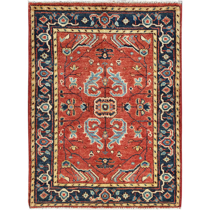 Heriz Wool Hand Knotted Rug Red Navy Blue 2.1X2.10 -O082857