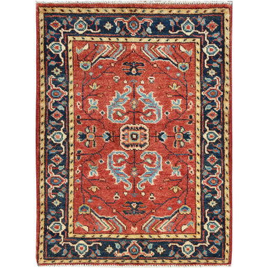 Heriz Wool Hand Knotted Rug Red Navy Blue 2.1X2.10 -O082857