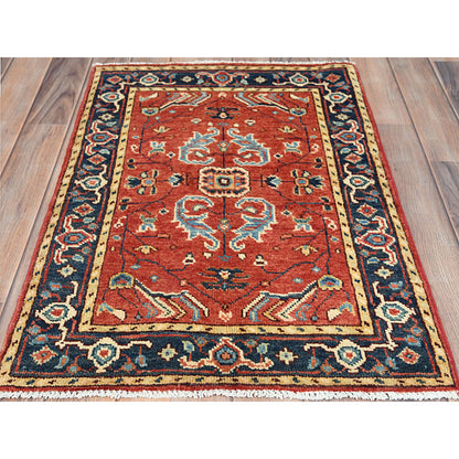 Heriz Wool Hand Knotted Rug Red Navy Blue 2.1X2.10 -O082857