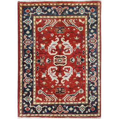 Heriz Wool Hand Knotted Rug Red Navy Blue 2.0X2.10 -O082860