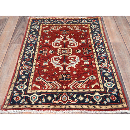 Heriz Wool Hand Knotted Rug Red Navy Blue 2.0X2.10 -O082860