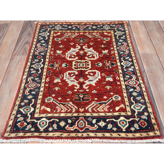 Heriz Wool Hand Knotted Rug Red Navy Blue 2.0X2.10 -O082860
