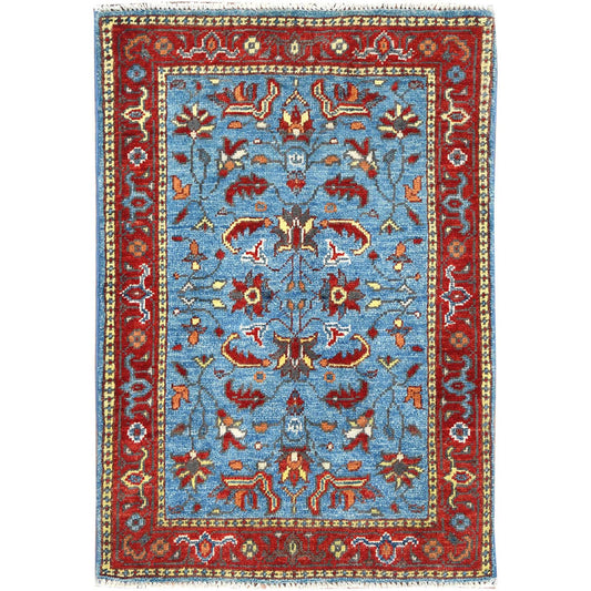 Heriz Wool Hand Knotted Rug Blue Red 2.0X2.10 -O082866