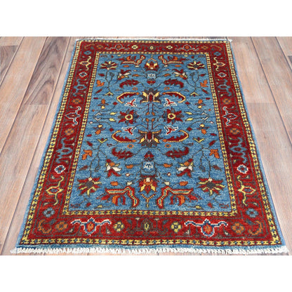 Heriz Wool Hand Knotted Rug Blue Red 2.0X2.10 -O082866