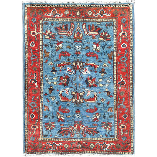 Heriz Wool Hand Knotted Rug Blue Red 2.1X2.10 -O082870