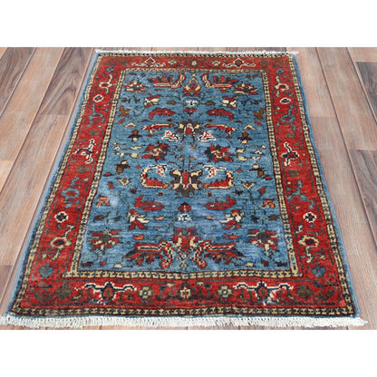 Heriz Wool Hand Knotted Rug Blue Red 2.1X2.10 -O082870