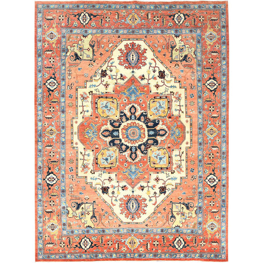 Heriz Wool Hand Knotted Rug Orange Orange 8.9X11.8 -O082876