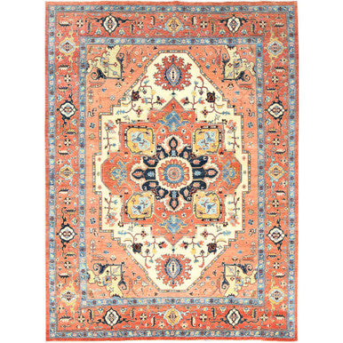 Heriz Wool Hand Knotted Rug Orange Orange 8.9X11.8 -O082876