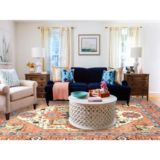 Heriz Wool Hand Knotted Rug Orange Orange 8.9X11.8 -O082876