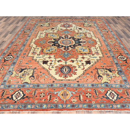 Heriz Wool Hand Knotted Rug Orange Orange 8.9X11.8 -O082876