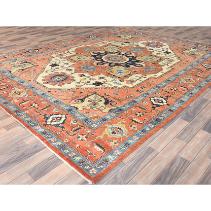 Heriz Wool Hand Knotted Rug Orange Orange 8.9X11.8 -O082876