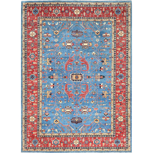 Heriz Wool Hand Knotted Rug Blue Red 9.10X13.6 -O082879