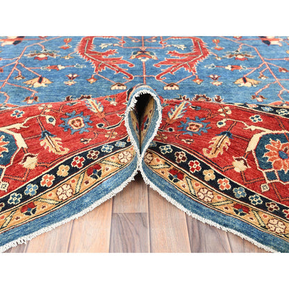 Heriz Wool Hand Knotted Rug Blue Red 9.10X13.6 -O082879