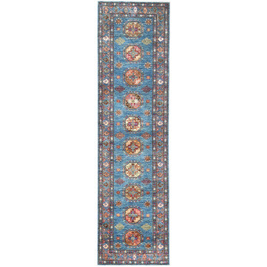 Kazak Wool Hand Knotted Rug Blue Blue 2.7X9.9 -O082893