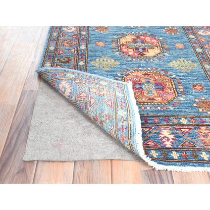 Kazak Wool Hand Knotted Rug Blue Blue 2.7X9.9 -O082893
