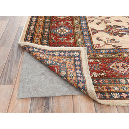 Kazak Wool Hand Knotted Rug Ivory Red 8.10X11.9 -O082899