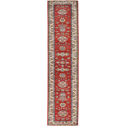 Kazak Wool Hand Knotted Rug Red Ivory 2.10X11.7 -O082905