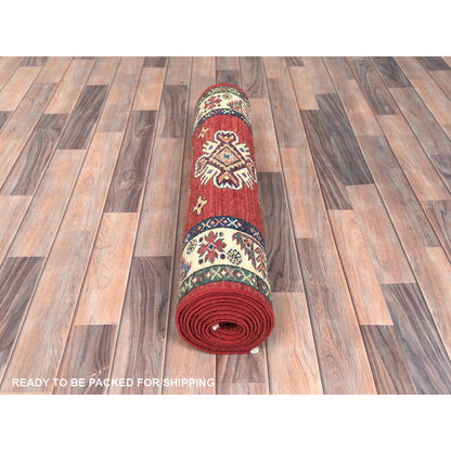 Kazak Wool Hand Knotted Rug Red Ivory 2.10X11.7 -O082905