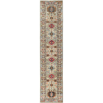 Kazak Wool Hand Knotted Rug Grey Gray 2.7X11.6 -O082907