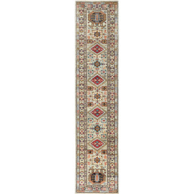 Kazak Wool Hand Knotted Rug Grey Gray 2.7X11.6 -O082907