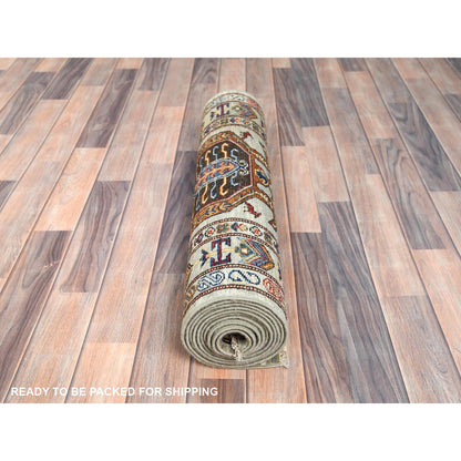 Kazak Wool Hand Knotted Rug Grey Gray 2.7X11.6 -O082907