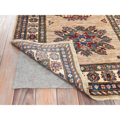 Kazak Wool Hand Knotted Rug Brown Ivory 3.0X13.6 -O082911