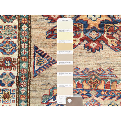 Kazak Wool Hand Knotted Rug Brown Ivory 3.0X13.6 -O082911