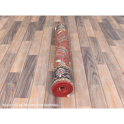 Heriz Wool Hand Knotted Rug Red Black 3.0X4.10 -O082917