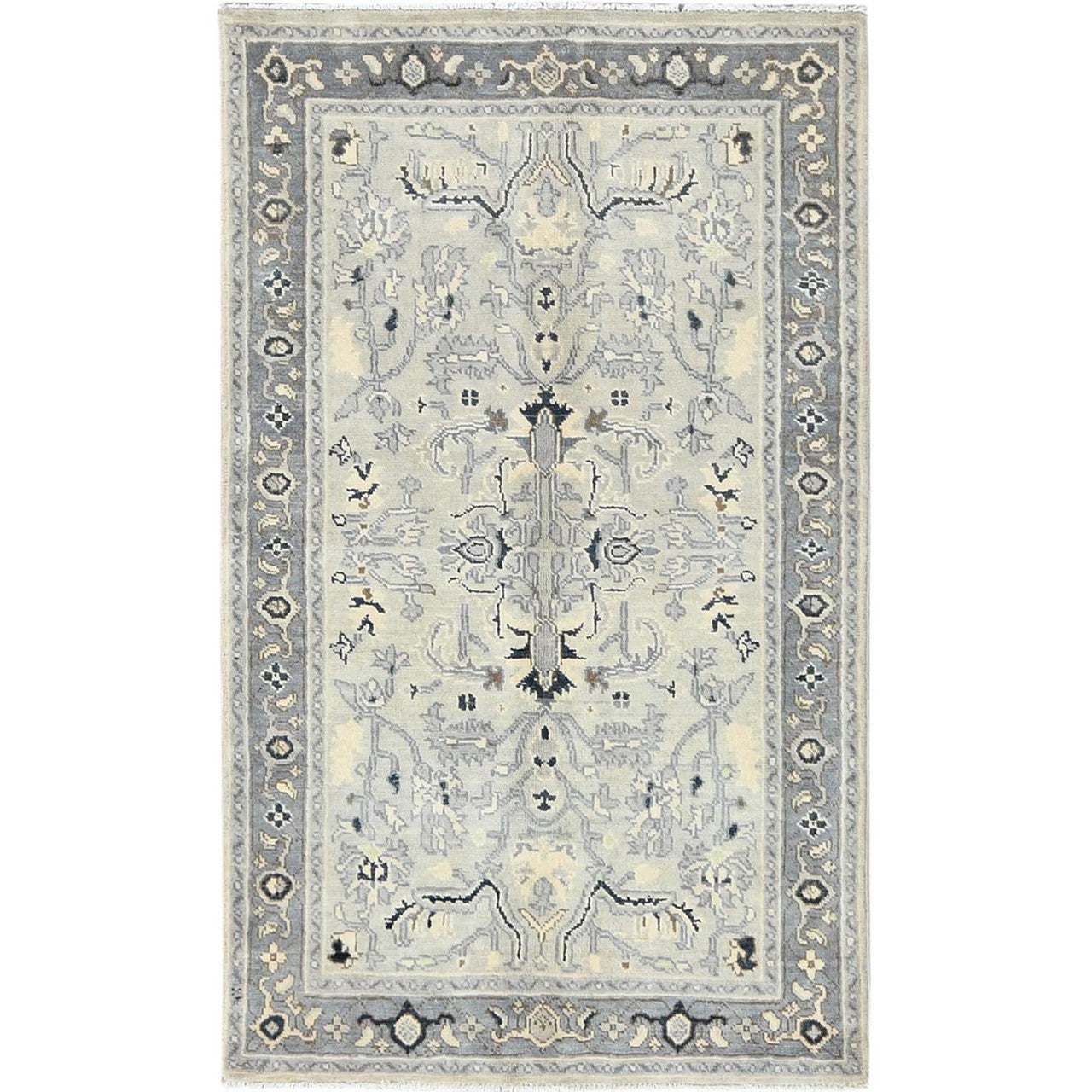 Heriz Wool Hand Knotted Rug Grey Gray 2.10X4.10 -O082918
