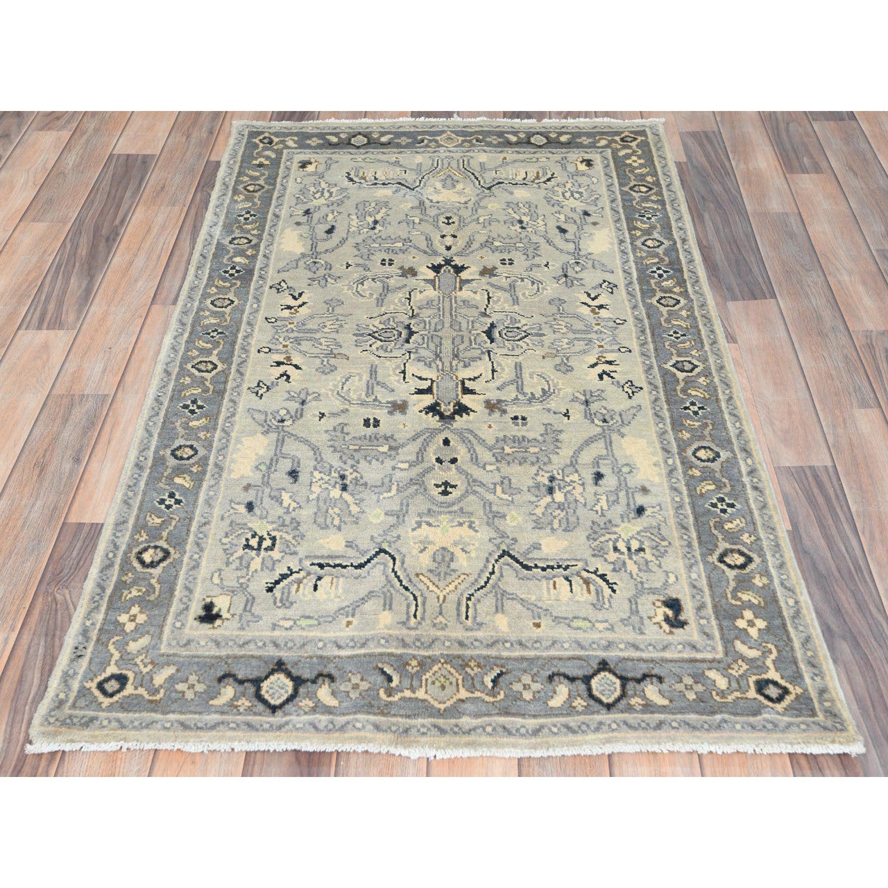 Heriz Wool Hand Knotted Rug Grey Gray 2.10X4.10 -O082918
