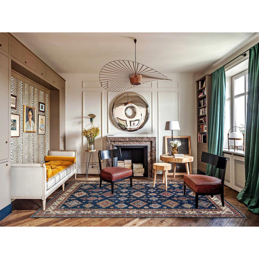 Kazak Wool Hand Knotted Rug Blue Ivory 12.0X15.9 -O082926