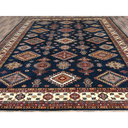 Kazak Wool Hand Knotted Rug Blue Ivory 12.0X15.9 -O082926