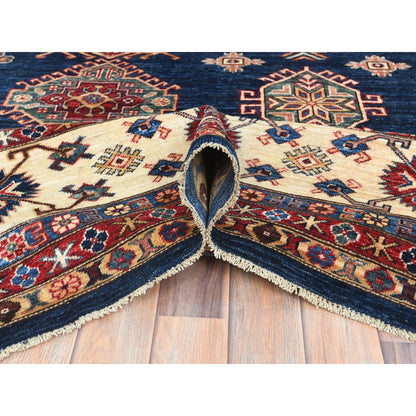 Kazak Wool Hand Knotted Rug Blue Ivory 12.0X15.9 -O082926