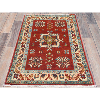 Kazak Wool Hand Knotted Rug Red Ivory 2.0X3.0 -O082939