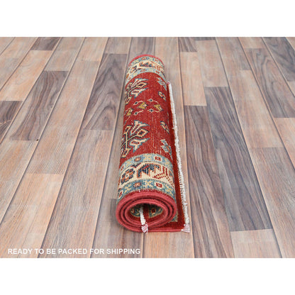 Kazak Wool Hand Knotted Rug Red Ivory 2.0X3.0 -O082939