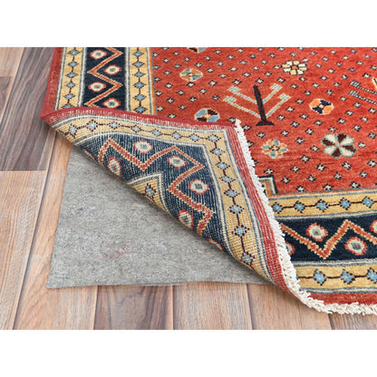 Kazak Wool Hand Knotted Rug Red Blue 4.0X5.9 -O082949