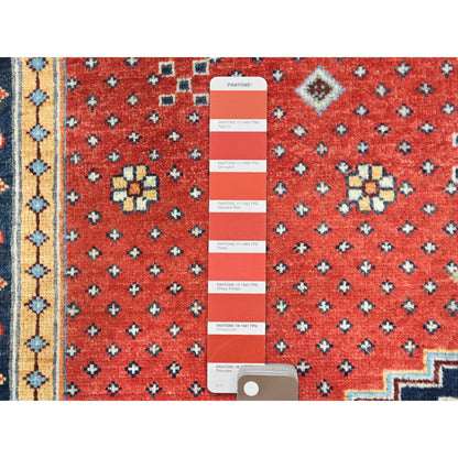 Kazak Wool Hand Knotted Rug Red Blue 4.0X5.9 -O082949