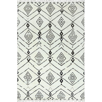 Tribal & Geometric Wool Hand Knotted Rug Ivory No Border 10.0X14.4 -O082953