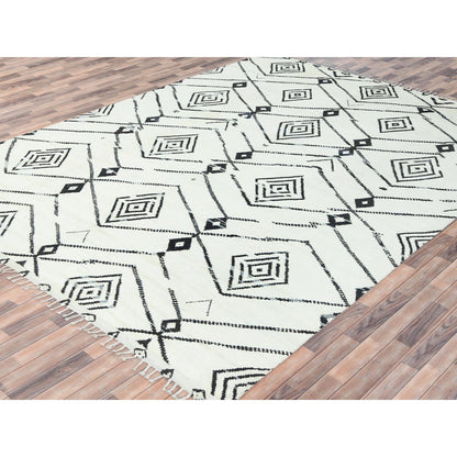 Tribal & Geometric Wool Hand Knotted Rug Ivory No Border 10.0X14.4 -O082953