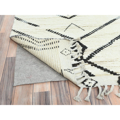 Tribal & Geometric Wool Hand Knotted Rug Ivory No Border 10.0X14.4 -O082953