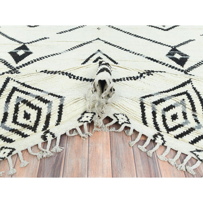 Tribal & Geometric Wool Hand Knotted Rug Ivory No Border 10.0X14.4 -O082953