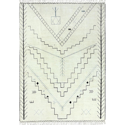 Tribal & Geometric Wool Hand Knotted Rug Ivory No Border 9.3X12.6 -O082960
