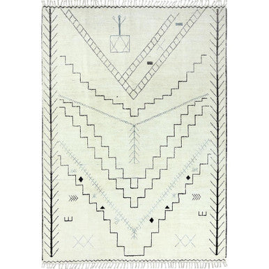 Tribal & Geometric Wool Hand Knotted Rug Ivory No Border 9.3X12.6 -O082960