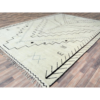 Tribal & Geometric Wool Hand Knotted Rug Ivory No Border 9.3X12.6 -O082960